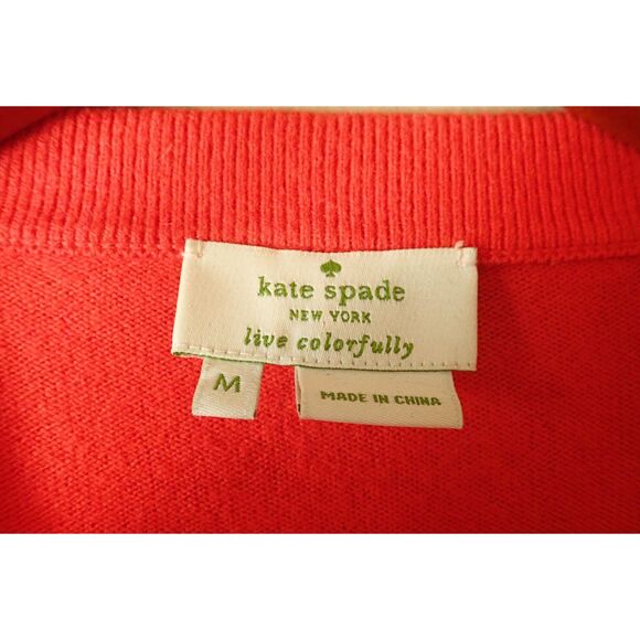 Kate Spade Jeweled Button Up Cardigan Sweater Preppy Red Medium - Picture 9 of 10